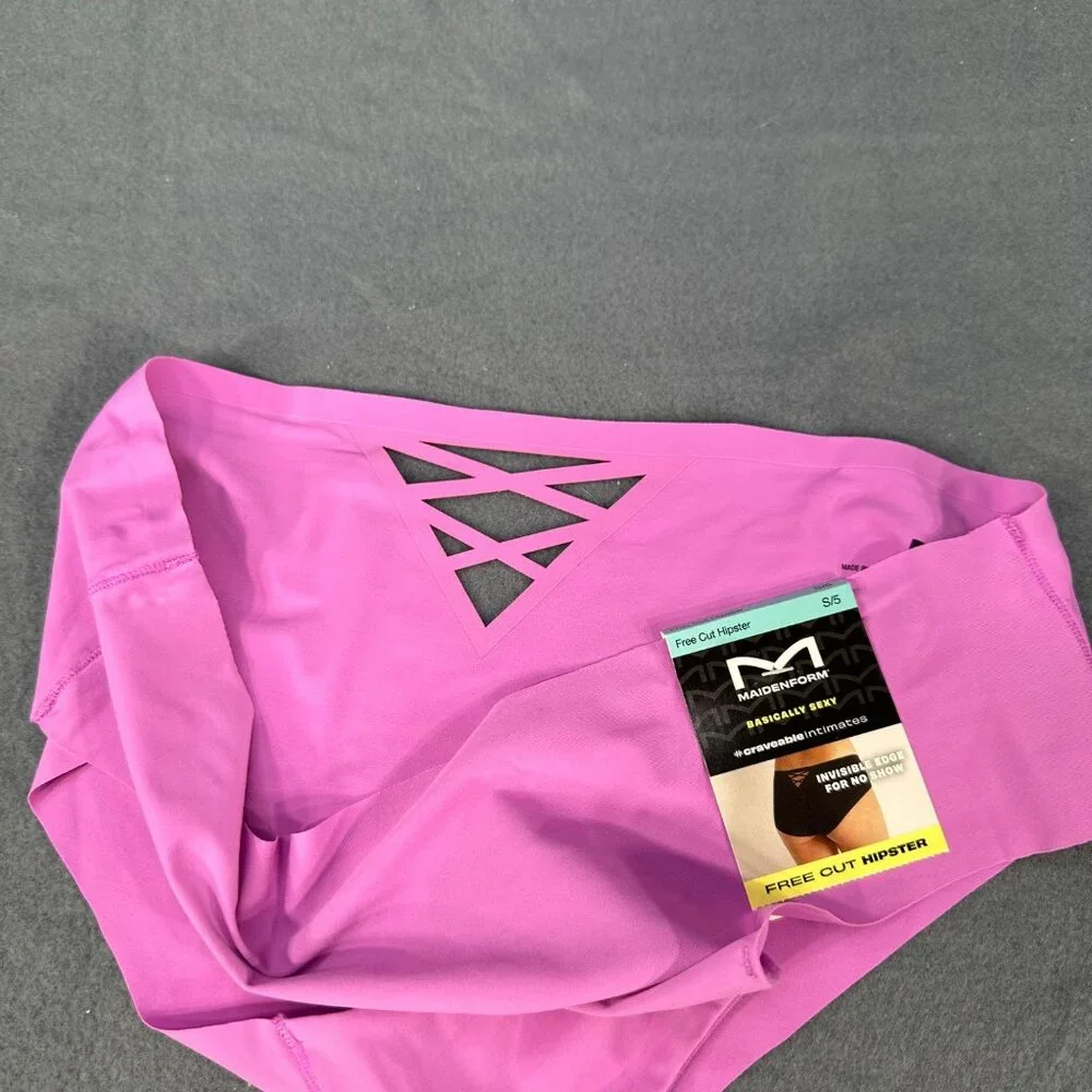 Maidenform Womens Size Small 5 Panty Hipster Free Cut Crisscross Back Pink New
